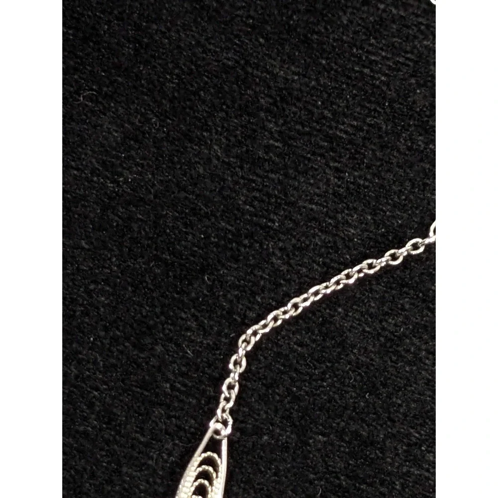 Vintage Napier Silver Tone Open‎ Work Oval Station Choker Necklace 15